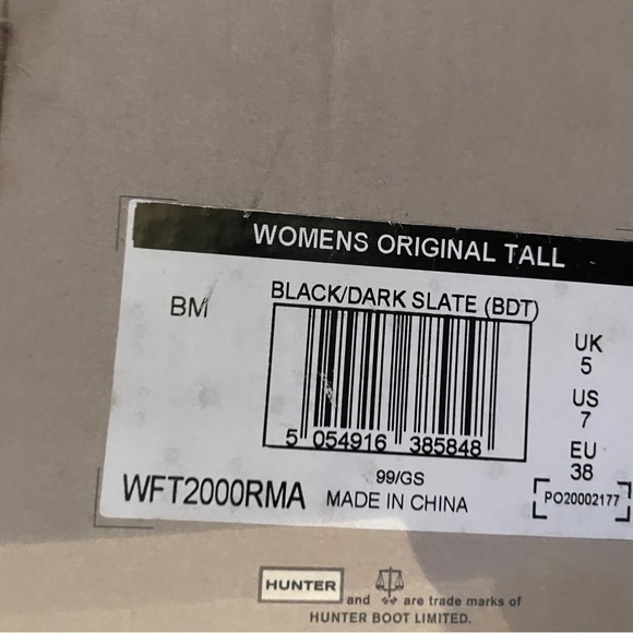 EUC Hunter Original Tall Rain Boots Black Size 7 - Picture 4 of 5